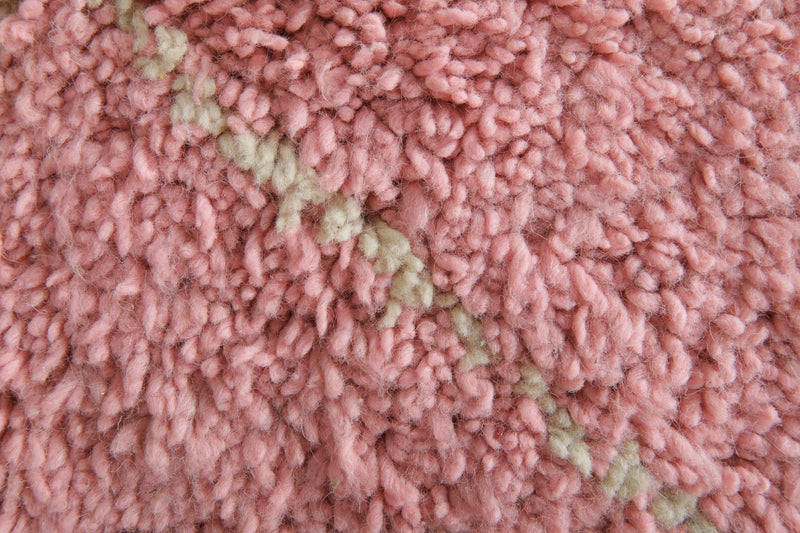 Pink Moroccan beni ourain rug with beige diamond design - 8.3 ft x 9.8 ft