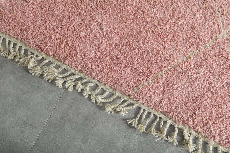 Pink Moroccan beni ourain rug  with diamond pattern - 8.8 ft x 10.1 ft