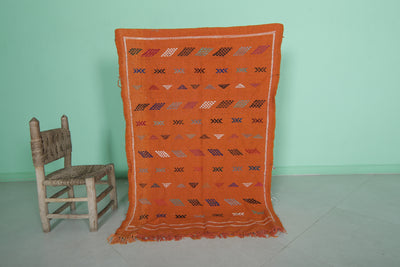 Orange Kilim Rug - Handwoven Design - 3.1x4.8 ft - Handwoven Kilim