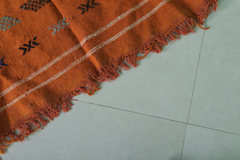 Orange Kilim Rug - Handwoven Design - 3.1x4.8 ft - Handwoven Kilim
