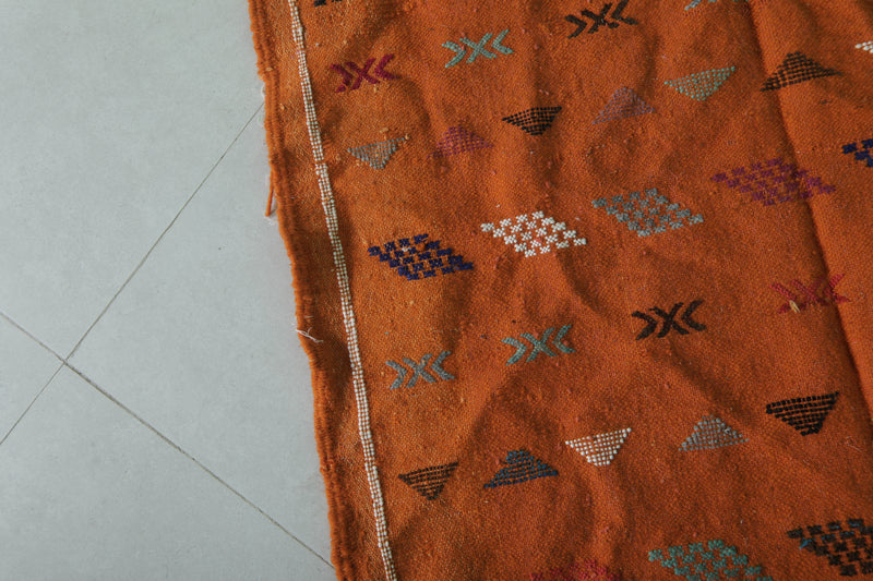 Orange Kilim Rug - Handwoven Design - 3.1x4.8 ft - Handwoven Kilim