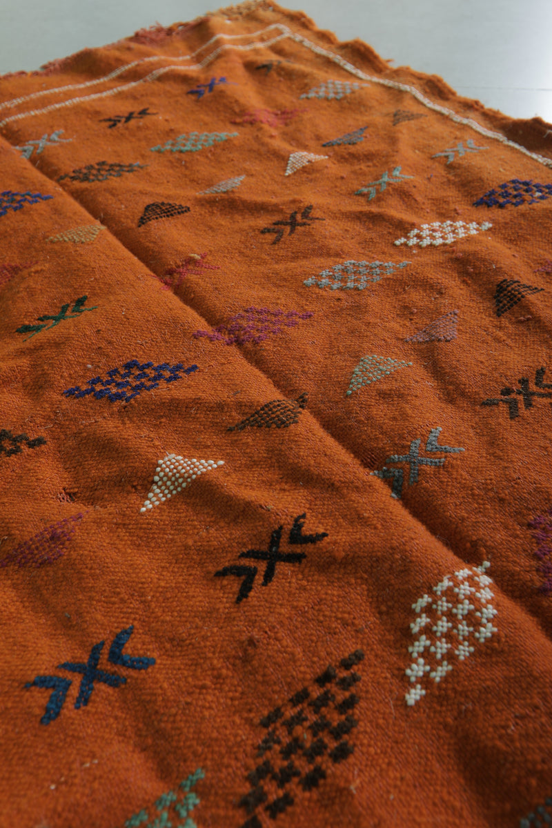 Orange Kilim Rug - Handwoven Design - 3.1x4.8 ft - Handwoven Kilim