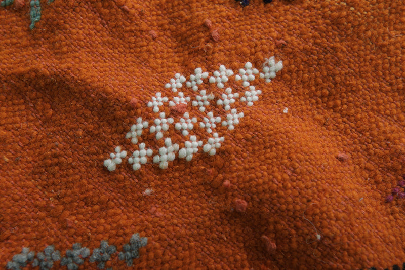 Orange Kilim Rug - Handwoven Design - 3.1x4.8 ft - Handwoven Kilim