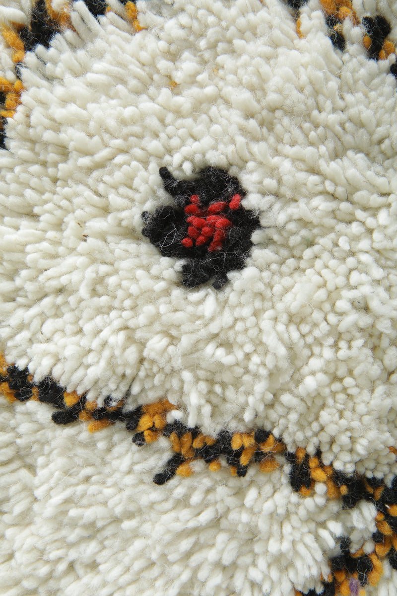 White geometric Moroccan wool rug - 7.3 ft x 12.5 ft