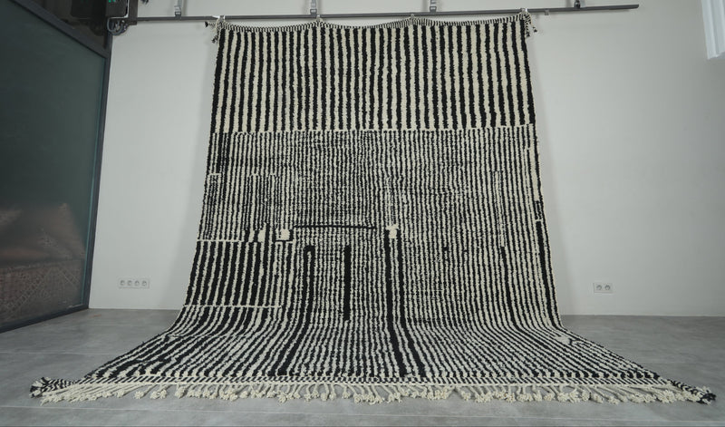 Handwoven Moroccan Rug - Custom Rug - black and white rug - custom moroccan rugs