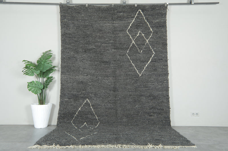 Grey Moroccan beni ourain rug - Handmade rug - 6.9 ft x 11.2 ft