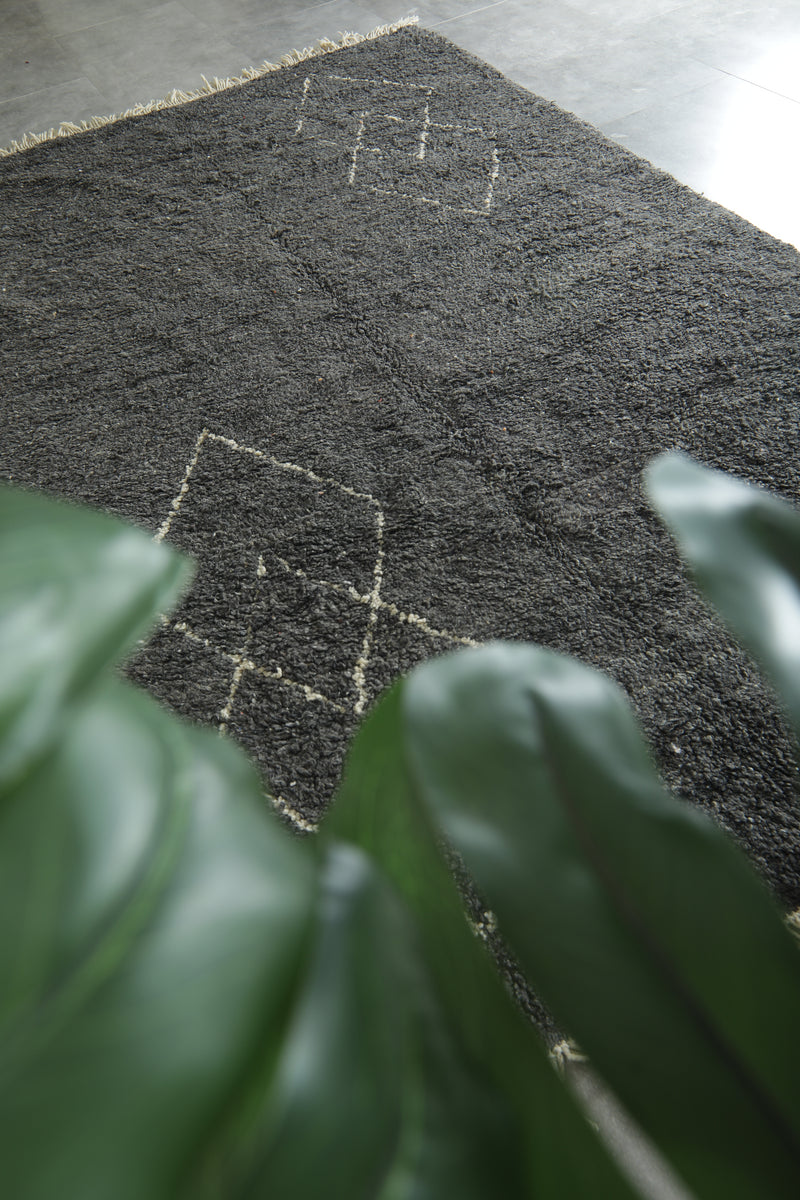 Grey Moroccan beni ourain rug - Handmade rug - 6.9 ft x 11.2 ft