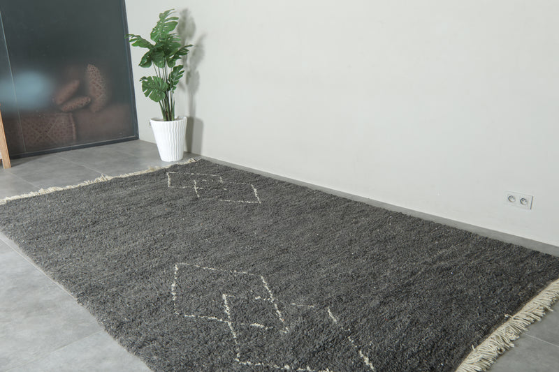 Grey Moroccan beni ourain rug - Handmade rug - 6.9 ft x 11.2 ft