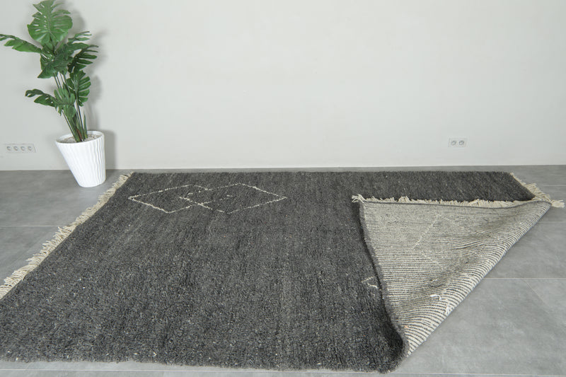 Grey Moroccan beni ourain rug - Handmade rug - 6.9 ft x 11.2 ft