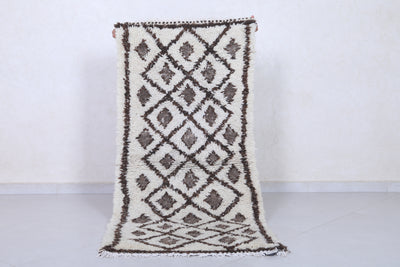 Moroccan Berber Rug with Brown Diamond Pattern - 2.5 X 5.4 Feet - Boucherouite Rugs