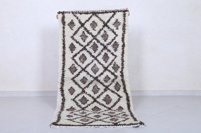 Moroccan Berber Rug with Brown Diamond Pattern - 2.5 X 5.4 Feet - Boucherouite Rugs