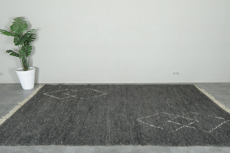 Grey Moroccan beni ourain rug - Handmade rug - 6.9 ft x 11.2 ft