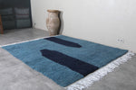 Blue handmade berber contemporary rug 7 X 8.1 Feet