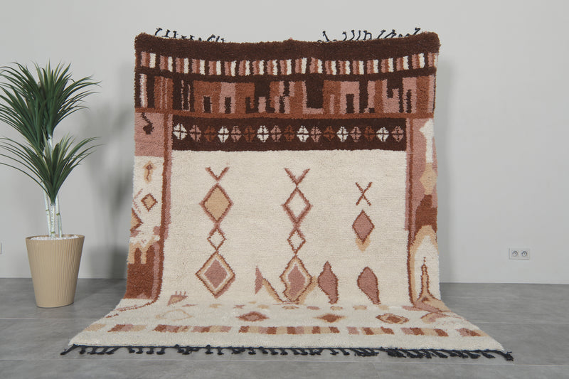 Handmade Moroccan berber rug – Multitone wool with tribal diamond & geometric motifs