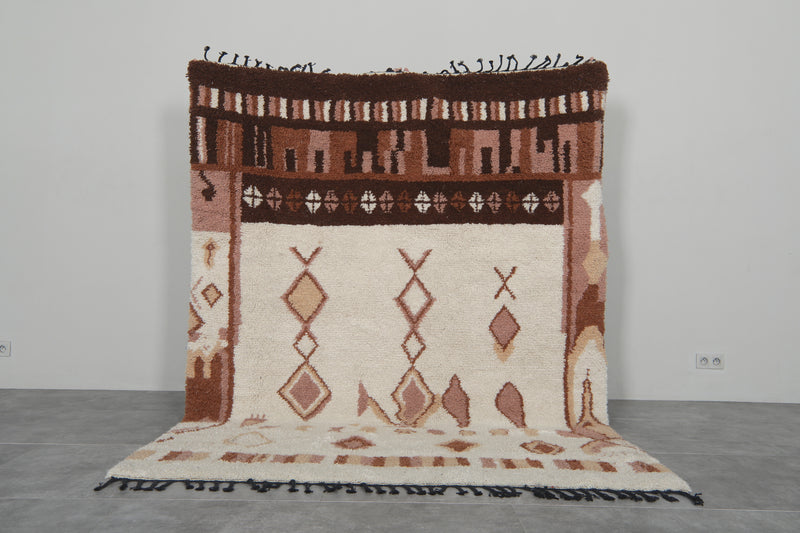 Handmade Moroccan berber rug – Multitone wool with tribal diamond & geometric motifs