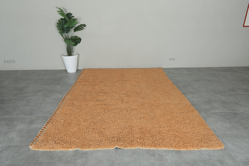 Peach Moroccan rug - Plush wool minimalist style - 6.8 ft x 9.7 ft