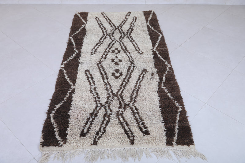 Moroccan Berber Rug with Abstract Geometric Design - 3.5 X 6.6 Feet - Boucherouite Rugs
