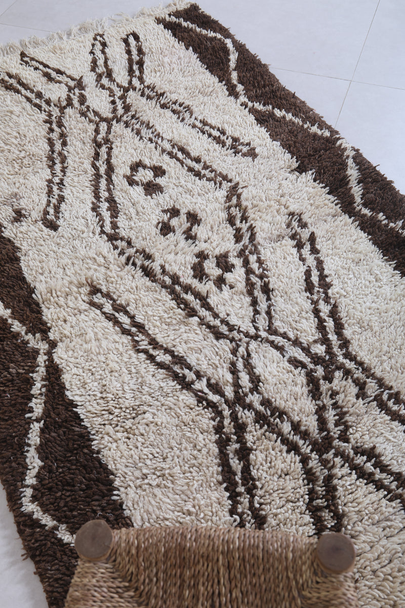 Moroccan Berber Rug with Abstract Geometric Design - 3.5 X 6.6 Feet - Boucherouite Rugs