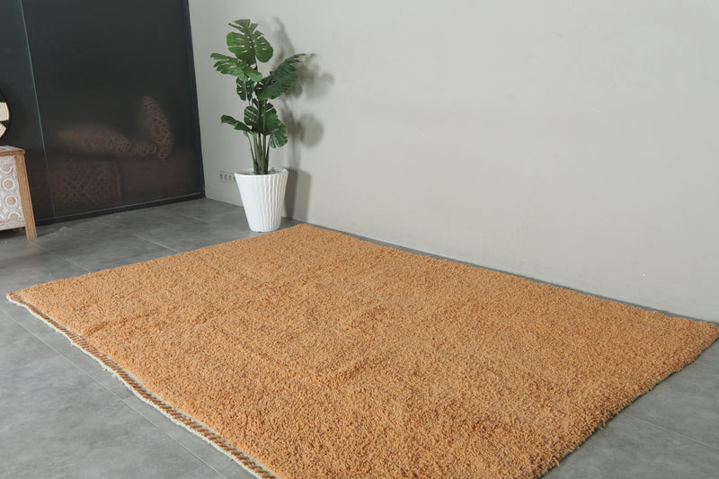 Peach Moroccan rug - Plush wool minimalist style - 6.8 ft x 9.7 ft