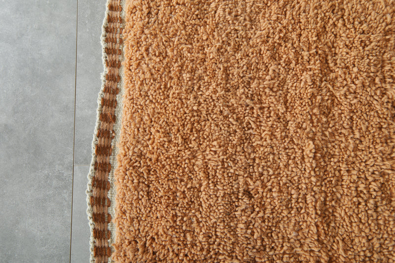 Peach Moroccan rug - Plush wool minimalist style - 6.8 ft x 9.7 ft