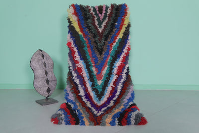 Colorful Moroccan boucherouite rug 2.4 X 5.6 Feet - Runner moroccan rugs