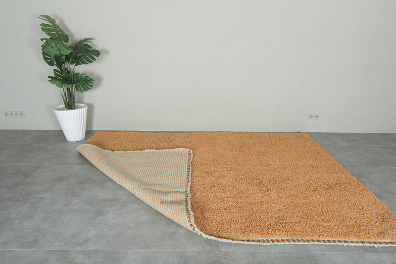 Peach Moroccan rug - Plush wool minimalist style - 6.8 ft x 9.7 ft