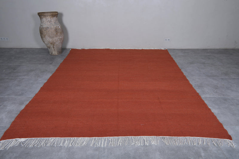 Solid Terracotta Moroccan Rug - 7.8 x 9.8 ft