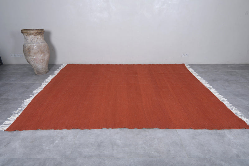 Solid Terracotta Moroccan Rug - 7.8 x 9.8 ft