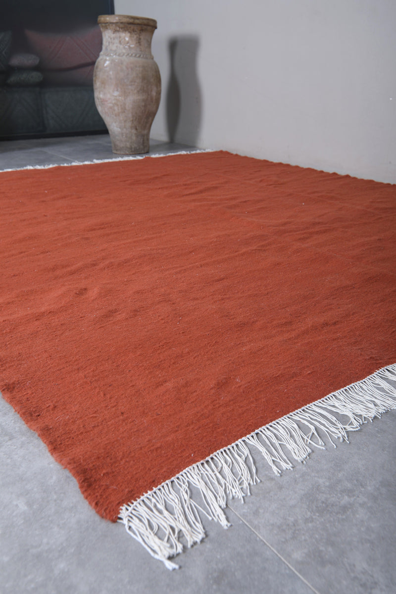 Solid Terracotta Moroccan Rug - 7.8 x 9.8 ft
