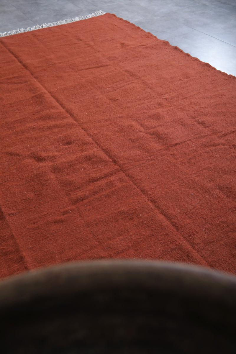 Solid Terracotta Moroccan Rug - 7.8 x 9.8 ft