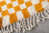 Orange handmade moroccan berber checkered rug 8 X 9.7 Feet