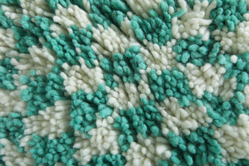 Round Moroccan Wool Rug - 4.9ft Mint Checkerboard