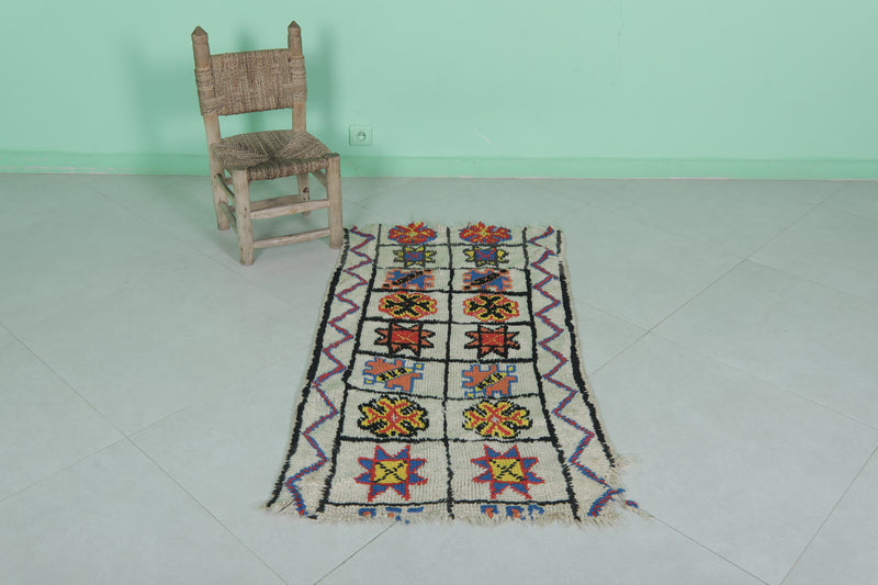 Handwoven Small Moroccan Rug 2.2 x 4.2 FT - Vibrant Artistic Design - moroccan rug