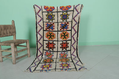 Handwoven Small Moroccan Rug 2.2 x 4.2 FT - Vibrant Artistic Design - moroccan rug