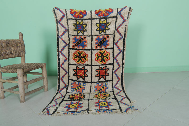 Handwoven Small Moroccan Rug 2.2 x 4.2 FT - Vibrant Artistic Design - moroccan rug