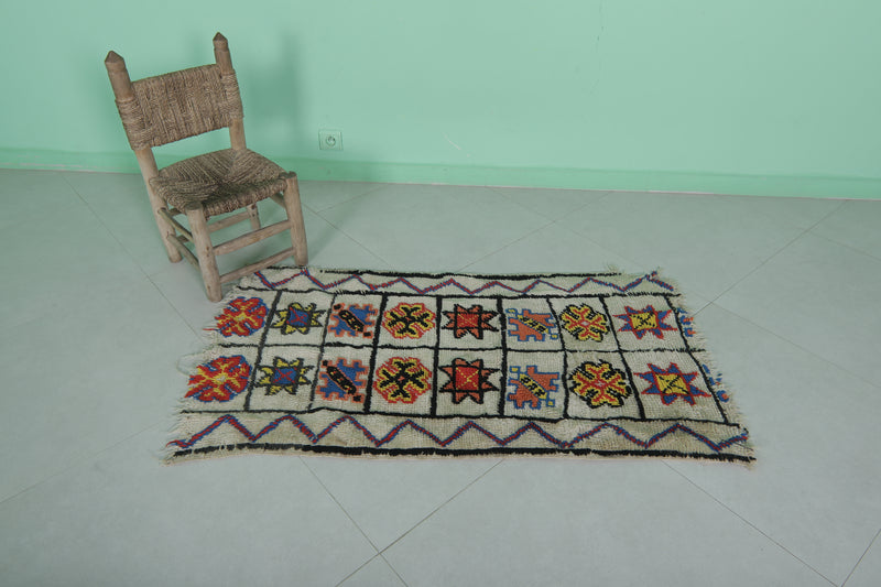 Handwoven Small Moroccan Rug 2.2 x 4.2 FT - Vibrant Artistic Design - moroccan rug