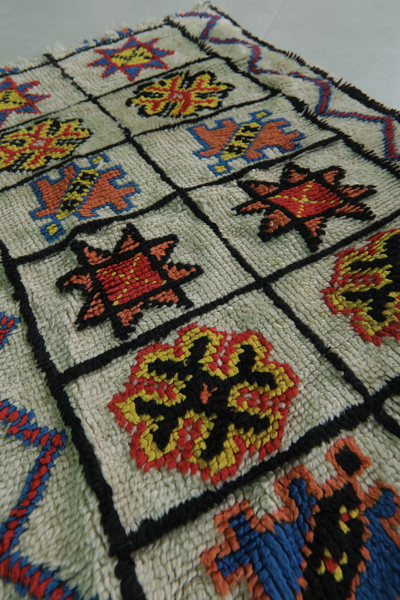 Handwoven Small Moroccan Rug 2.2 x 4.2 FT - Vibrant Artistic Design - moroccan rug