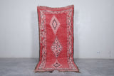 Vintage Moroccan rug red 3.6 X 7.8 Feet