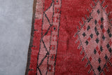 Vintage Moroccan rug red 3.6 X 7.8 Feet