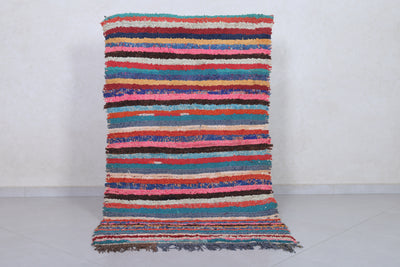 Colorful Striped Moroccan Rug - 3.2 X 5.8 Feet - Boucherouite Rugs