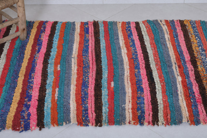 Colorful Striped Moroccan Rug - 3.2 X 5.8 Feet - Boucherouite Rugs