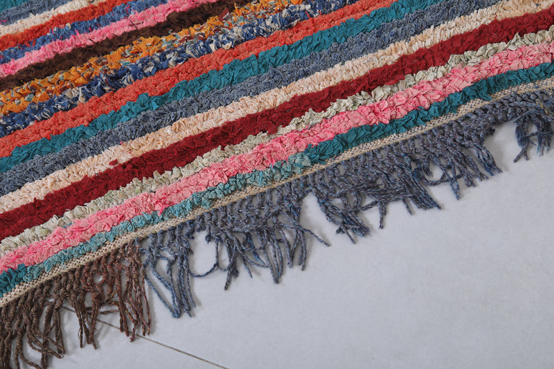 Colorful Striped Moroccan Rug - 3.2 X 5.8 Feet - Boucherouite Rugs