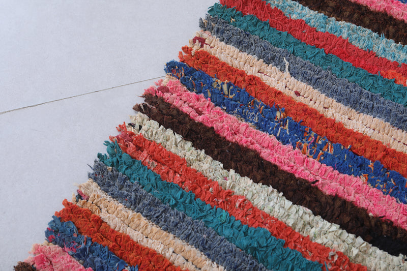 Colorful Striped Moroccan Rug - 3.2 X 5.8 Feet - Boucherouite Rugs