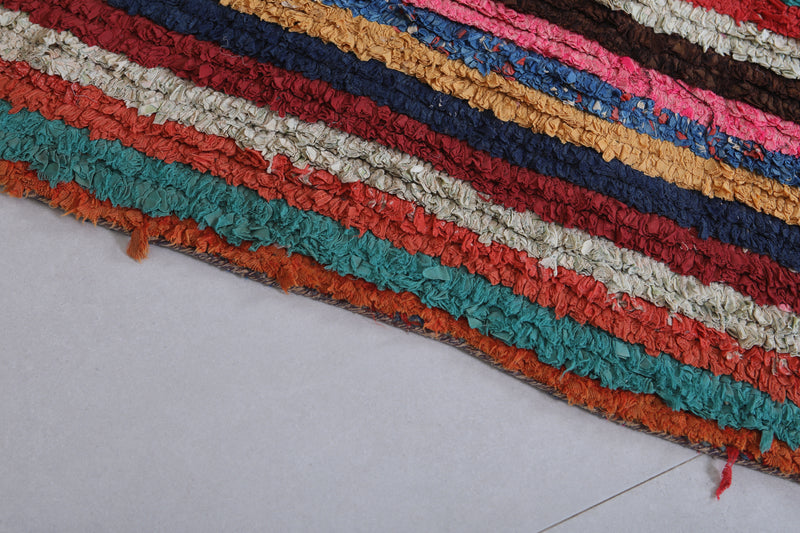 Colorful Striped Moroccan Rug - 3.2 X 5.8 Feet - Boucherouite Rugs