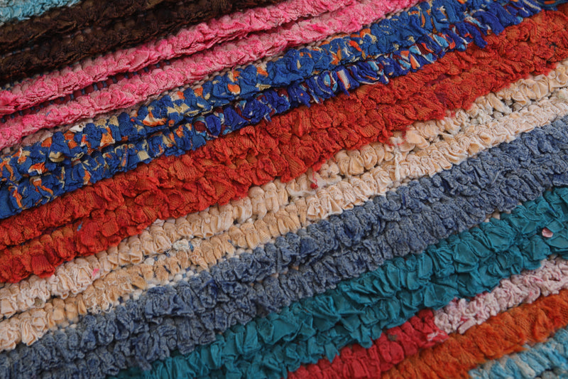 Colorful Striped Moroccan Rug - 3.2 X 5.8 Feet - Boucherouite Rugs