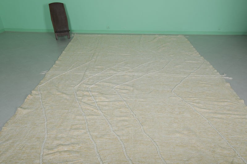 Moroccan Berber Handwoven Kilim Rug - 9.5 x 13.9 ft - Oversized Geometric Design