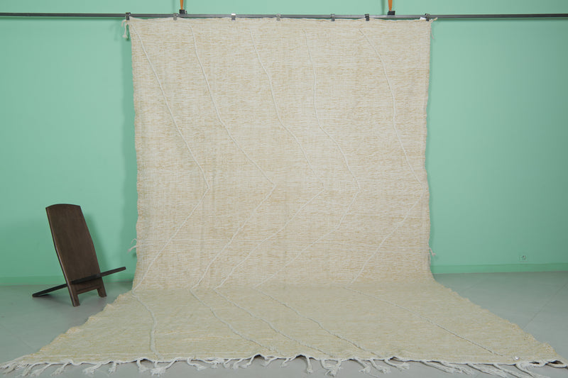 Moroccan Berber Handwoven Kilim Rug - 9.5 x 13.9 ft - Oversized Geometric Design