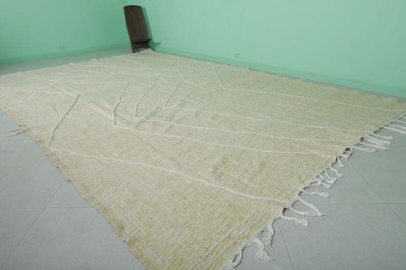 Moroccan Berber Handwoven Kilim Rug - 9.5 x 13.9 ft - Oversized Geometric Design