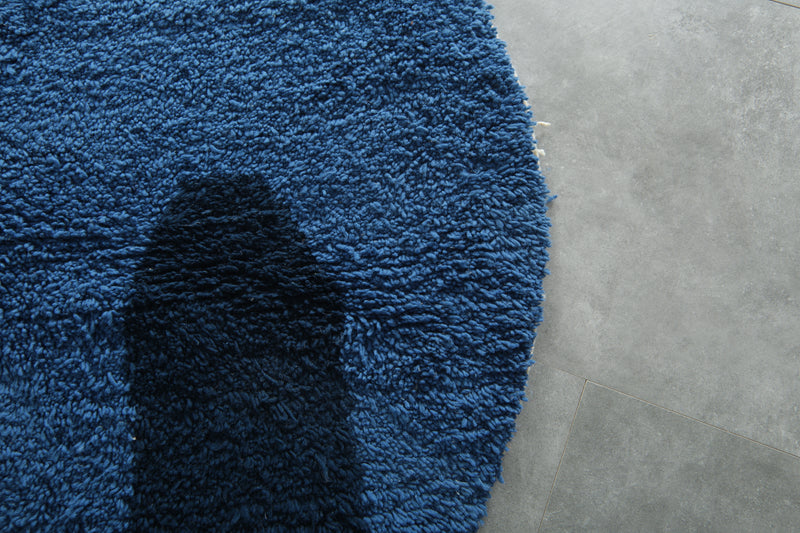 Round Moroccan rug - Blue base with navy abstract accents - 5 FT