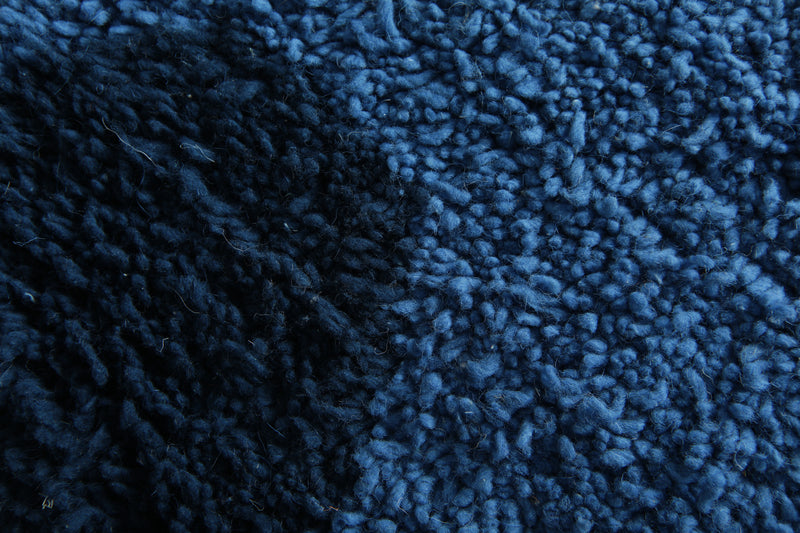 Round Moroccan rug - Blue base with navy abstract accents - 5 FT